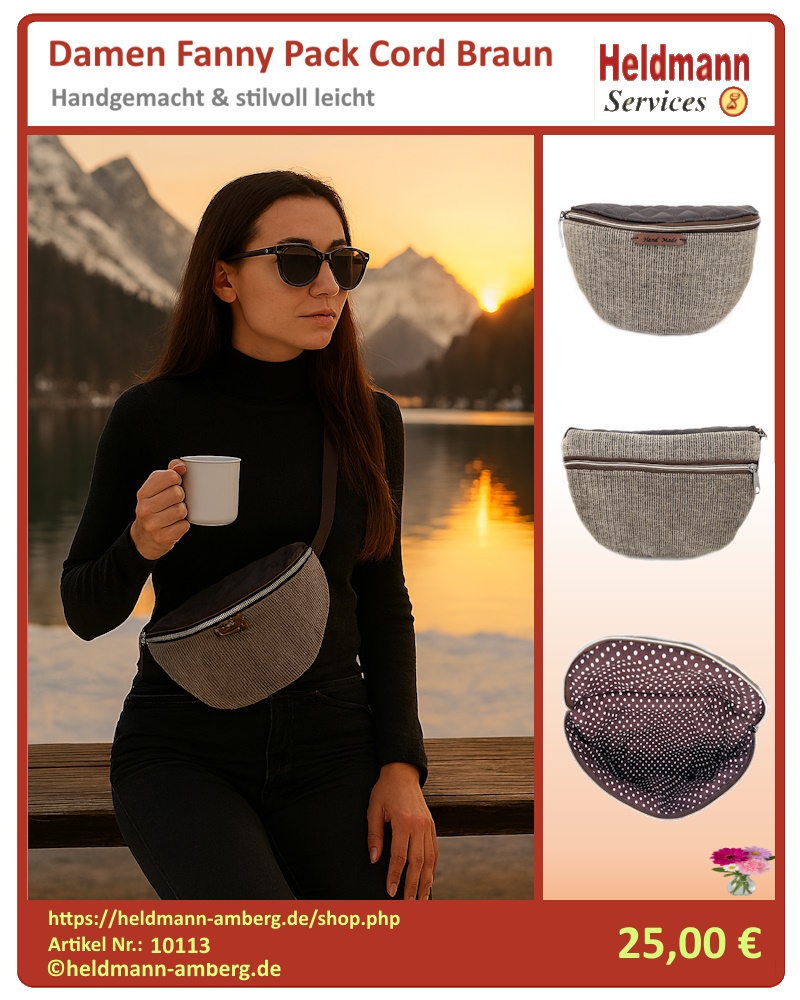 10113 Damen Fanny Pack Cord Braun