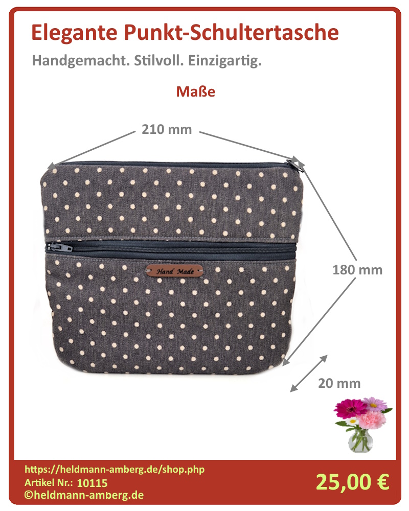 10115 Elegante Punkt-Schultertasche Maße