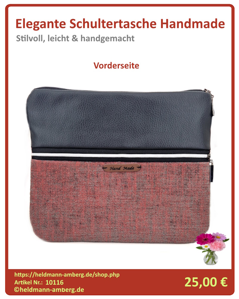 10116 Elegante Schultertasche Handmade Vorderseite