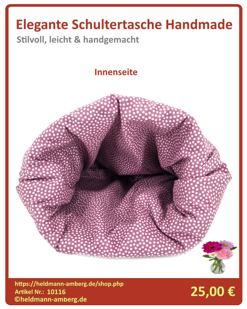 10116 Elegante Schultertasche Handmade Innenseite