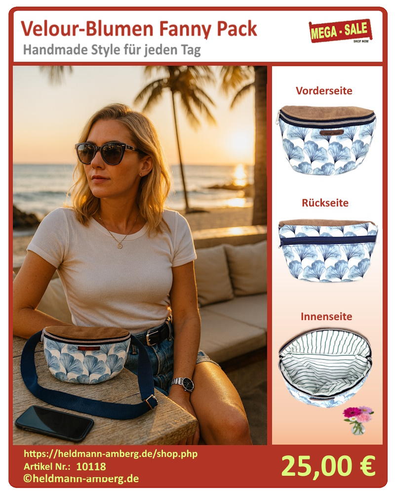 10118 Velour-Blumen Fanny Pack