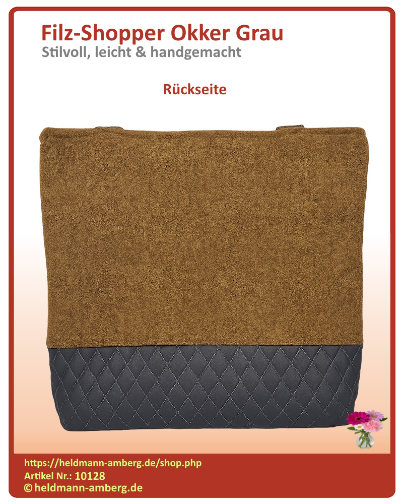 10128 Filz-Shopper Okker Grau Rückseite