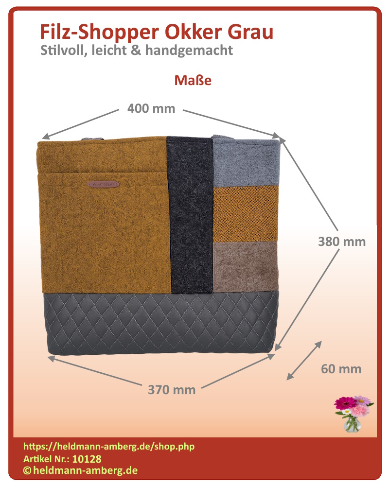 10128 Filz-Shopper Okker Grau Maße
