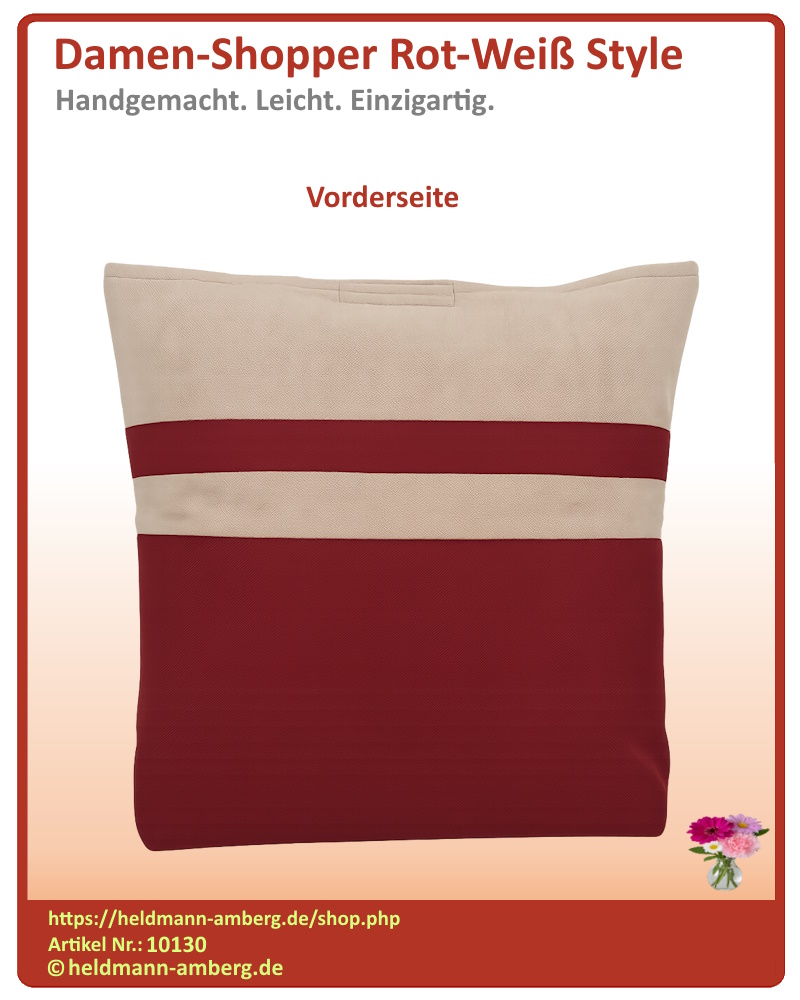 10130 Damen-Shopper Rot-Weiß Style Vorderseite