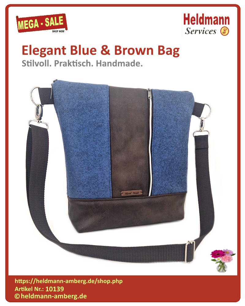 10139 Elegant Blue & Brown Bag