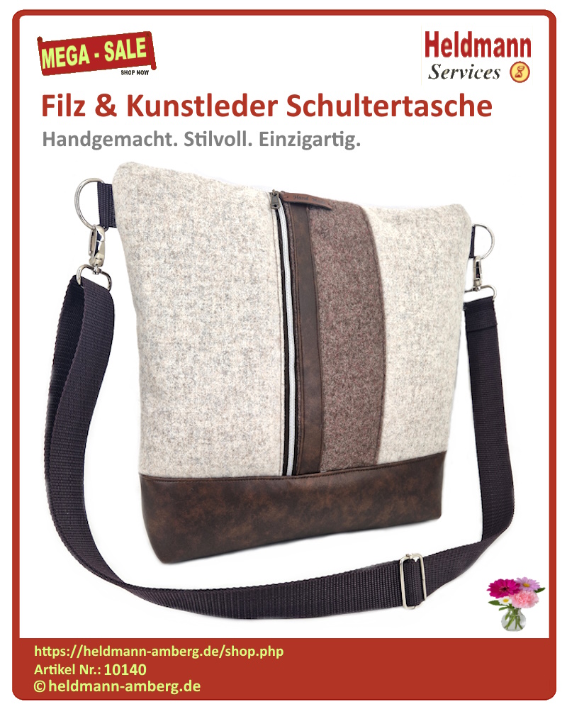 10140 Filz & Kunstleder Schultertasche