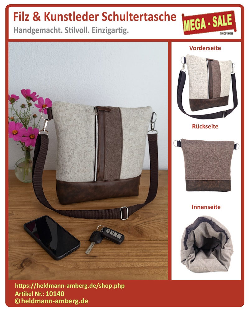 10140 Filz & Kunstleder Schultertasche