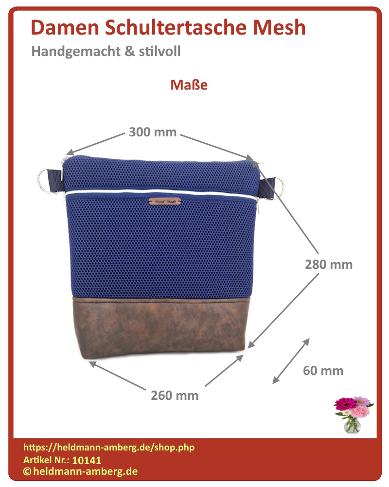 10141 Damen Schultertasche Mesh Maße