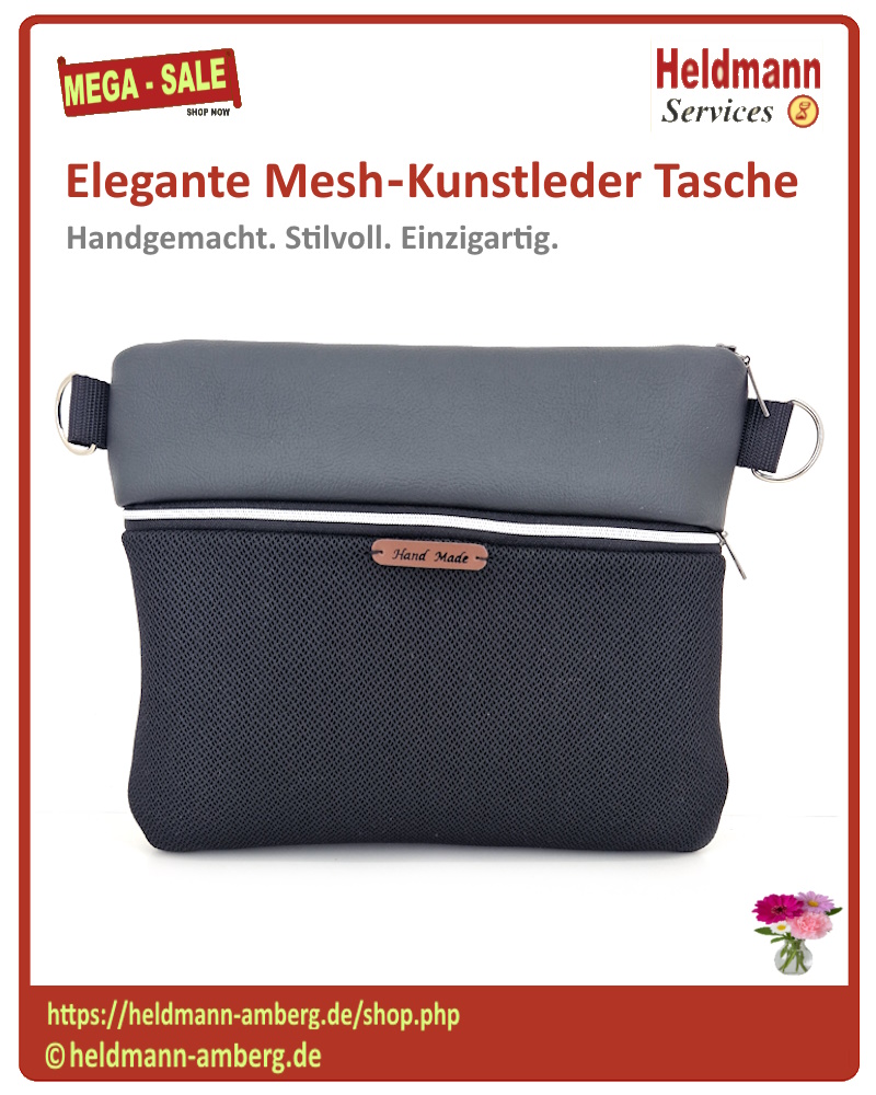 10148 Elegante Mesh‑Kunstleder Tasche Vorderseite