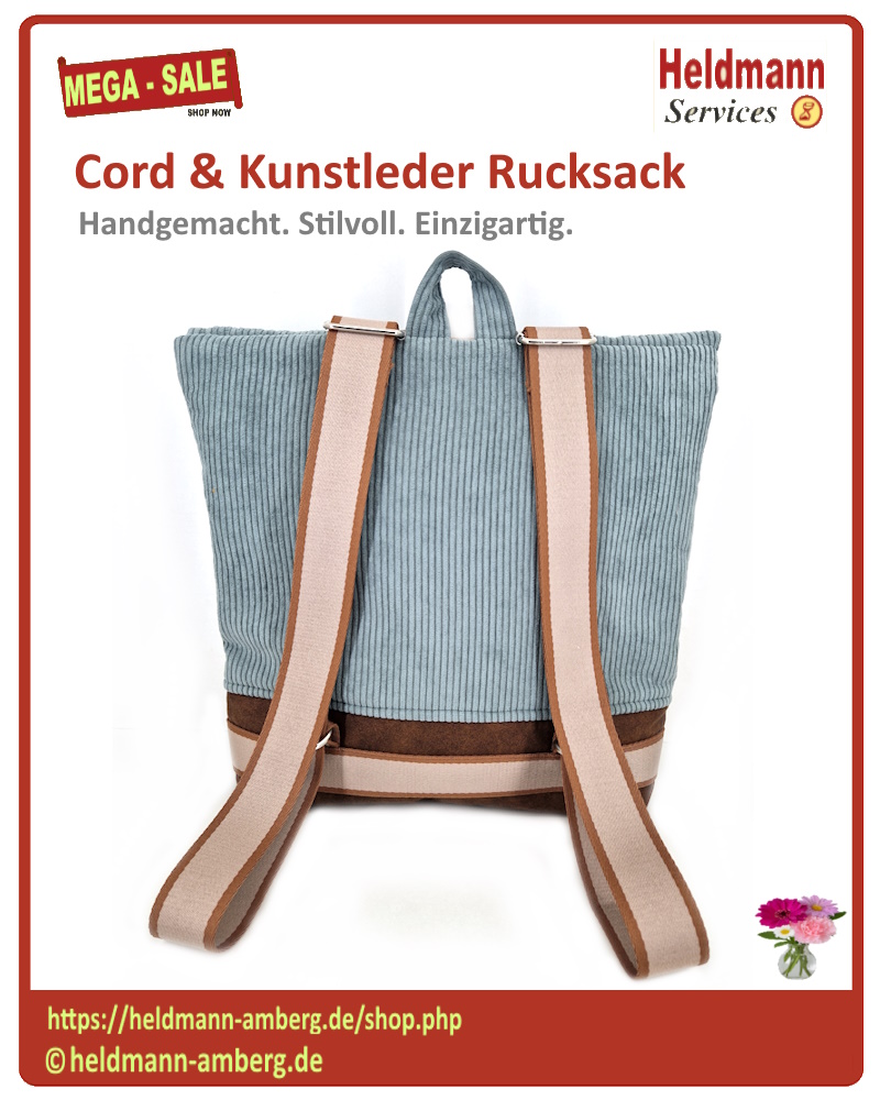 10150 Cord & Kunstleder Rucksack Rückseite