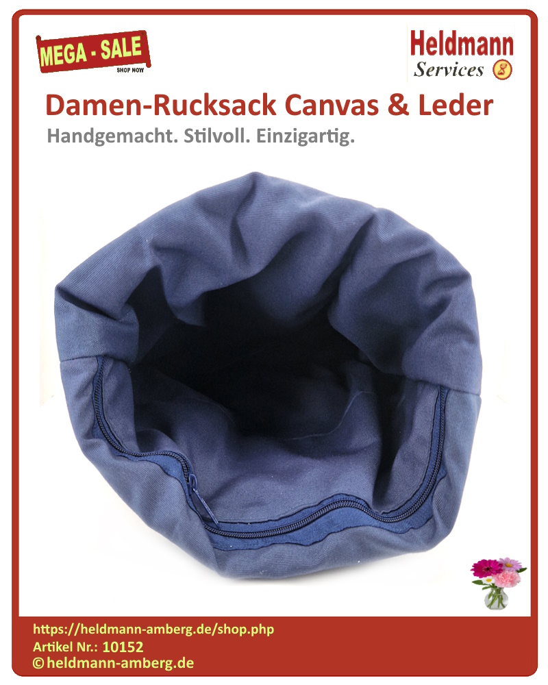 10152 Damen-Rucksack Canvas & Leder Innenseite