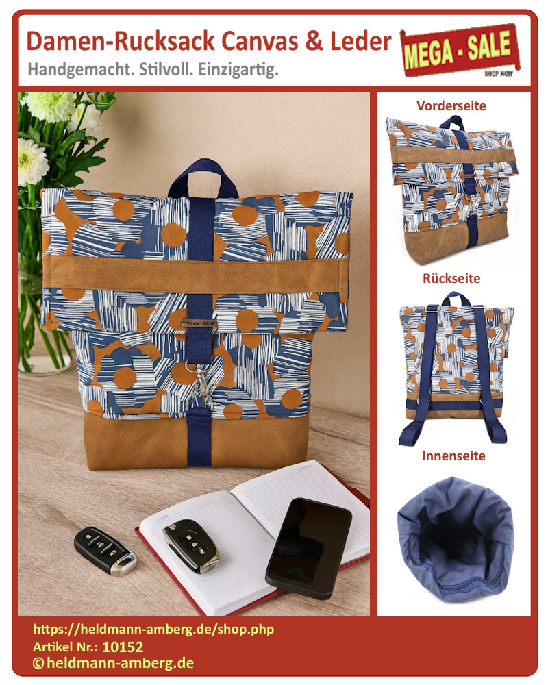 10152 Damen-Rucksack Canvas & Leder