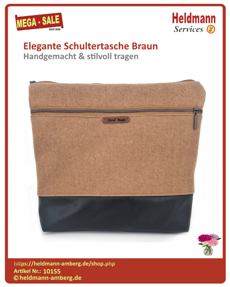 10155 Elegante Schultertasche Braun Vorderseite