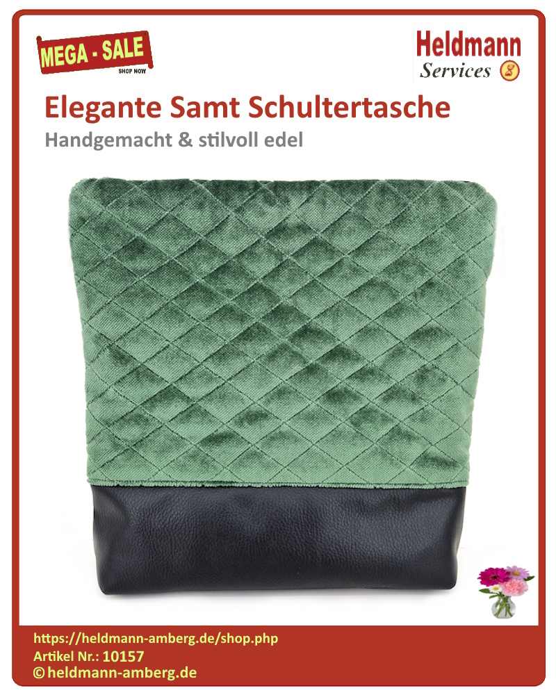 10157 Elegante Samt Schultertasche Rückseite