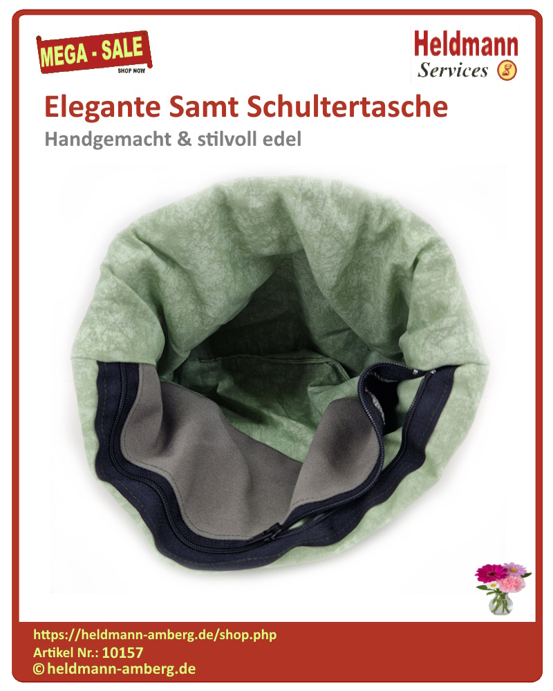 10157 Elegante Samt Schultertasche Innenseite