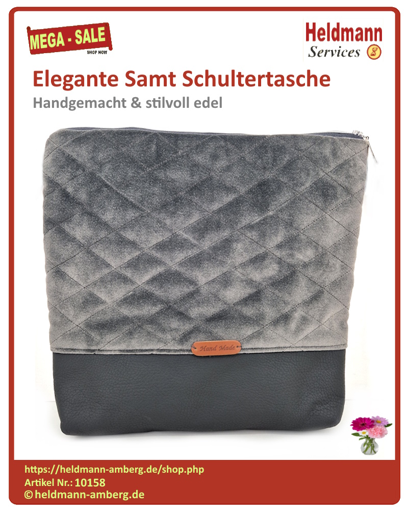 10158 Elegante Samt Schultertasche Vorderseite